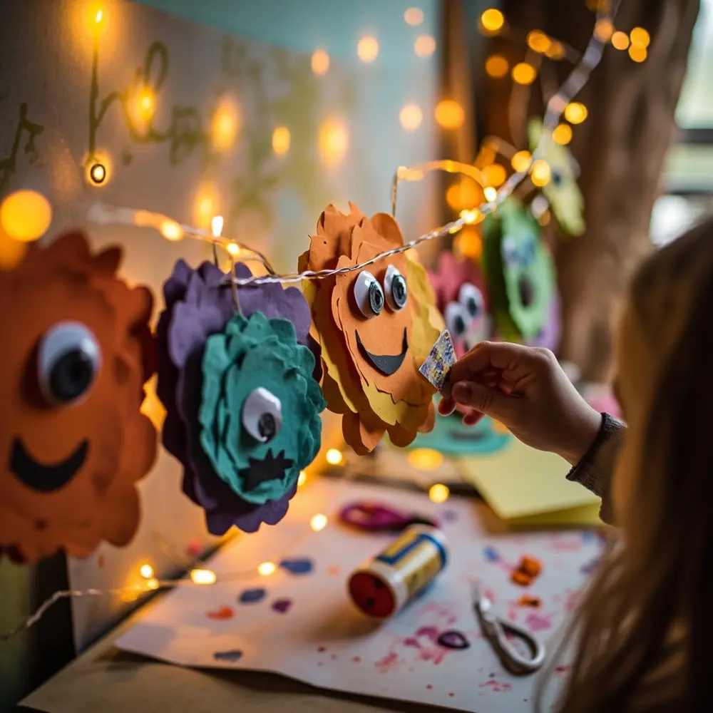 15 Fun & Spooky Halloween Birthday Party Ideas for Kids 11 Vibrant friendly strung across various eyes with made a 11 of monsters googly p wall garland image paper