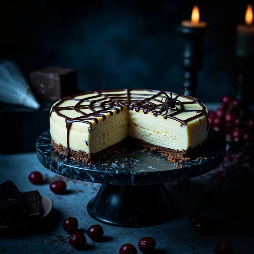 20 Spooky & Delicious Halloween Wedding Menu Ideas for Your Reception 12 12 8221 8220 cheesecake h2 spiderweb