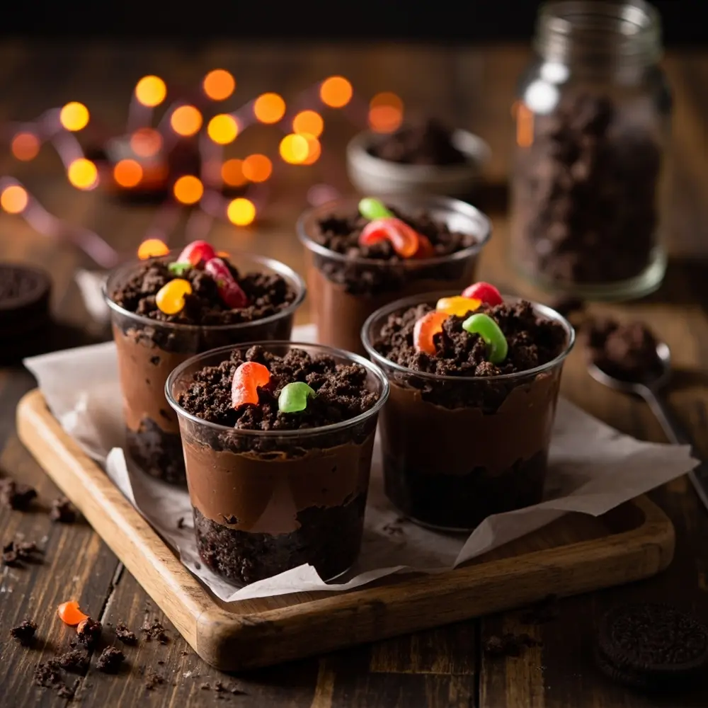 15 Spooktacular Budget-Friendly Halloween Treats That Won't Break the Bank 12 Dirt several worms with emerging 12 p chocolate oreos the and 8216 8217 gummy crushed clear cups image filled from pudding