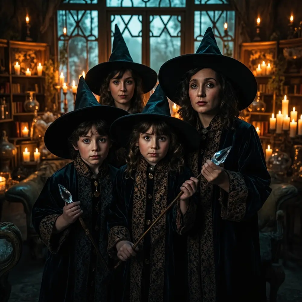 20 Elegant Family Halloween Wedding Costumes for Your Entire Crew 12 12 h2 wizards witches 038 elegant