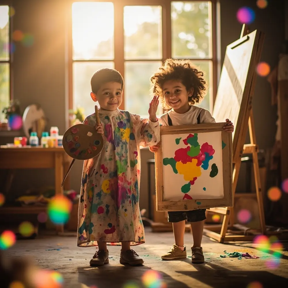 12 Creative Sibling Halloween Costume Ideas That Are a Perfect Match 12 That abstract artist painting dressed with 12 a famous canvas p wearing or older an resembles costume child colorful as image next palette younger standing to