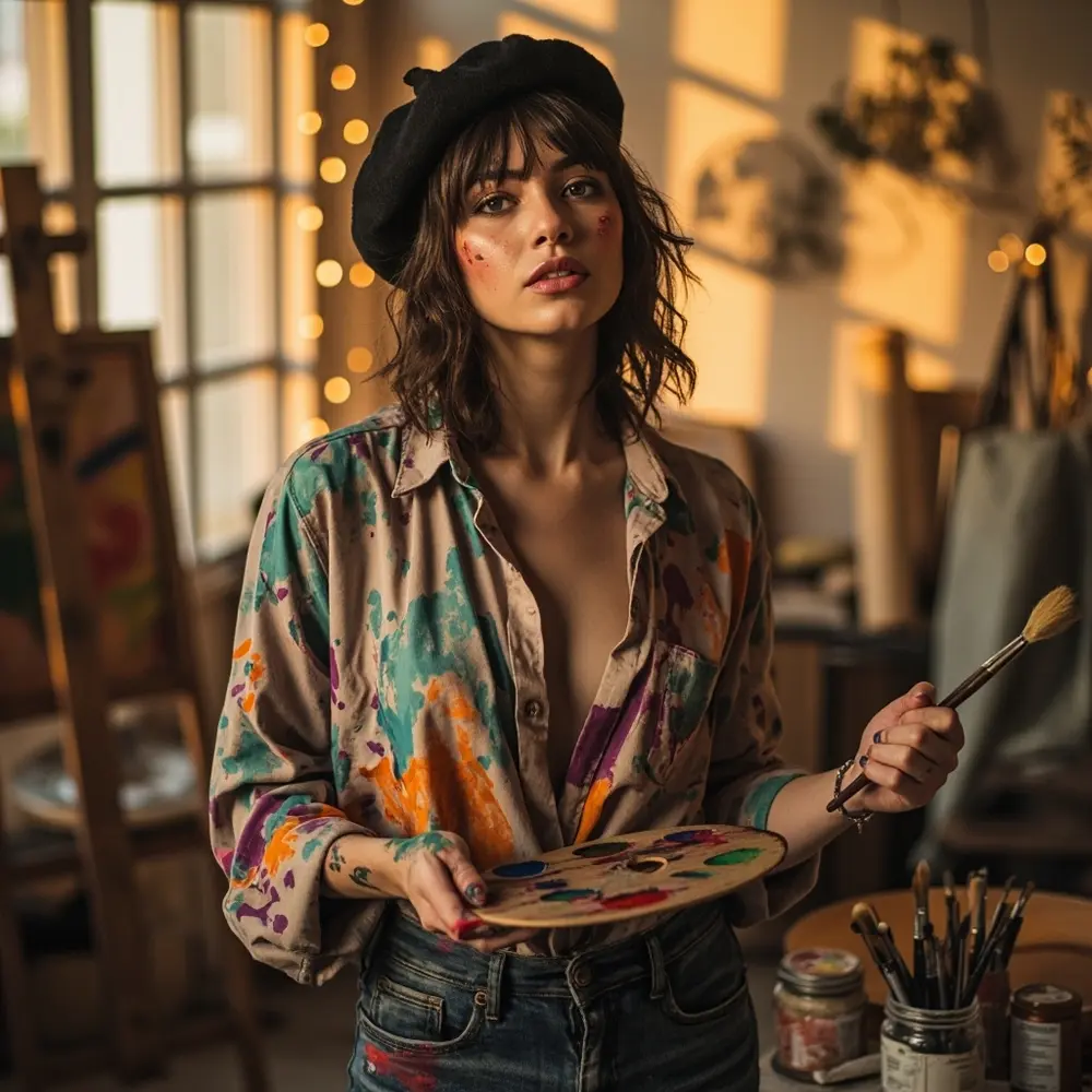 15 Clever & Quick Last-Minute Halloween Birthday Costumes for Party Guests 12 Artist instruction dressed brush splattered beret 12 a p wearing clothes and an person as image placement paint palette holding