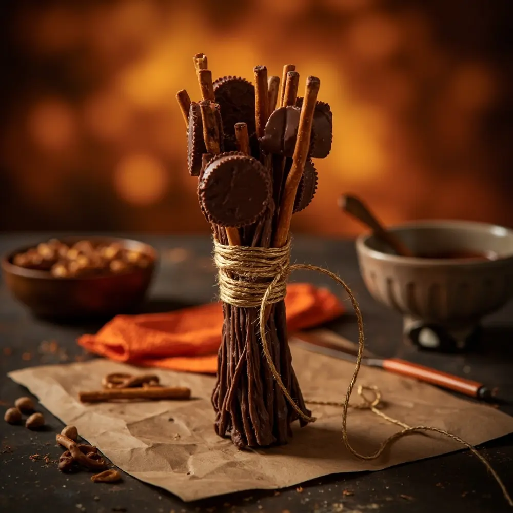 15 Adorably Spooky & Easy DIY Halloween Treats for Your Next Party 12 12 h2 broomsticks pretzel