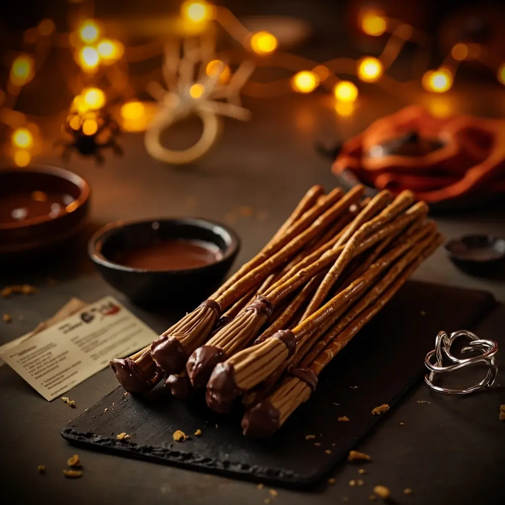 15 Spooktacular & Family-Friendly Halloween Birthday Appetizers (Quick & Allergy-Aware!) 12 Attached look like 12 sticks mini 8217 reese cups s p to broomsticks with image pretzel