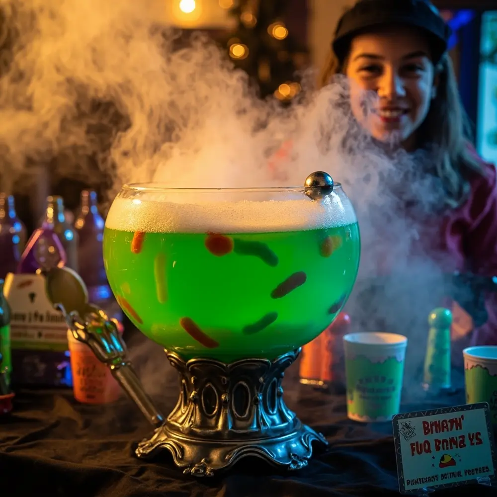 15 Fun & Spooky Halloween Birthday Party Ideas for Kids 12 Safe witch effect worms perhaps with 12 a dry s p brew 8216 8217 gummy green image filled ice bowl punch
