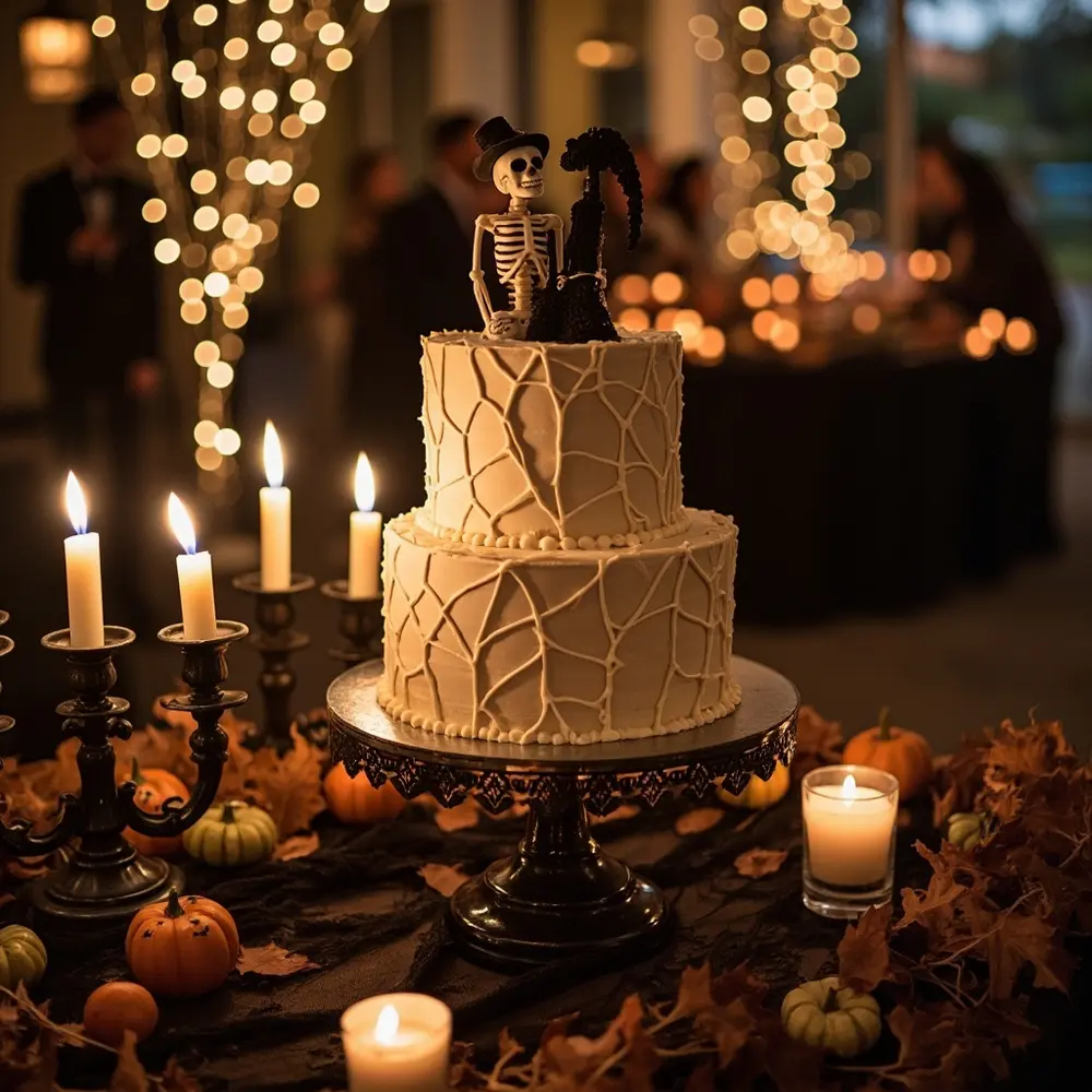 17 Cute Vintage Halloween Wedding Ideas for a Nostalgic Celebration 12 12 vintage h2 spiderweb wedding cake