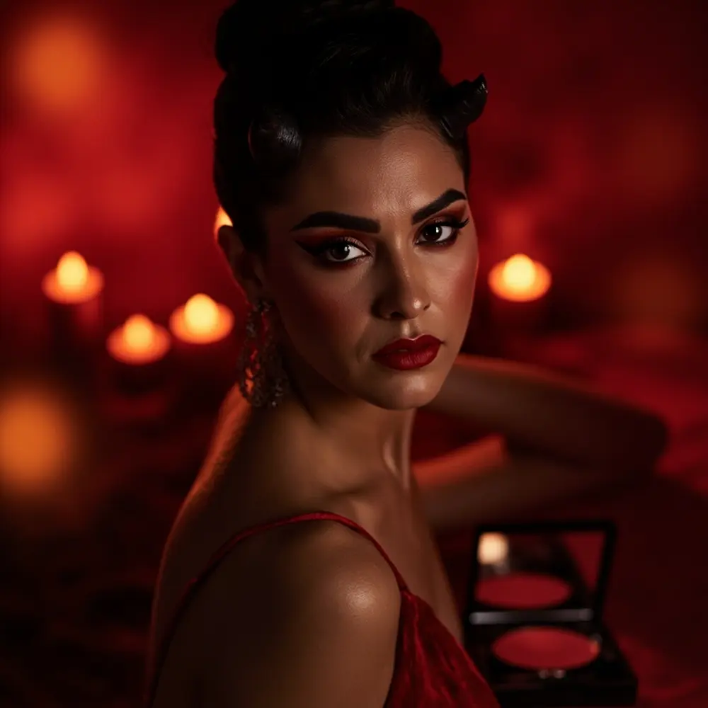 15 Easy & Last-Minute Halloween Makeup Ideas (From Your Own Makeup Bag!) 13 Drawn bold 8221 8220 instruction horns forehead defined black dark with eyebrows 13 on a p small sharply and person lips image placement their red