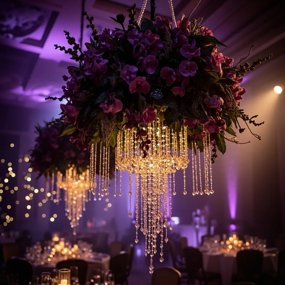 Chandeliers 13 orchids h3 purple floral opulent with