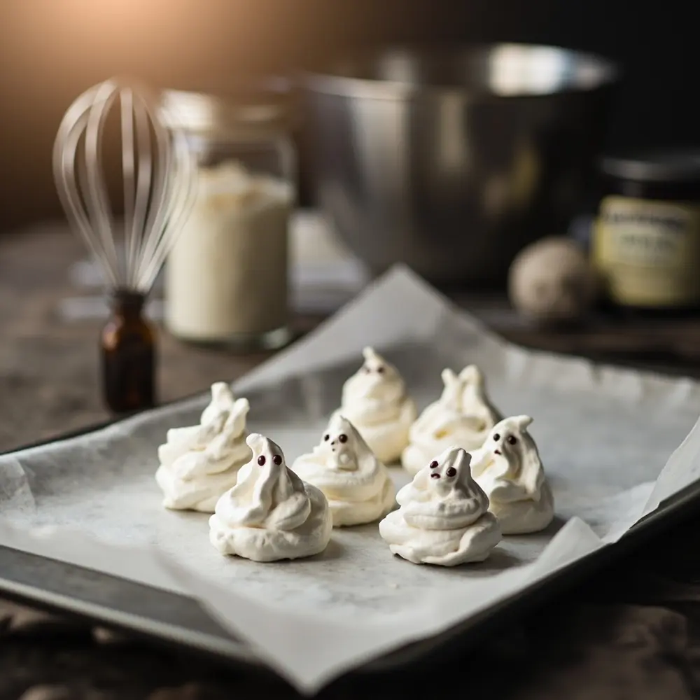 15 Safe Halloween Wedding Treats That Are Allergy-Friendly and Kid-Approved 13 Whimsical white ghost faces 13 meringues a cute several of p small with image photo