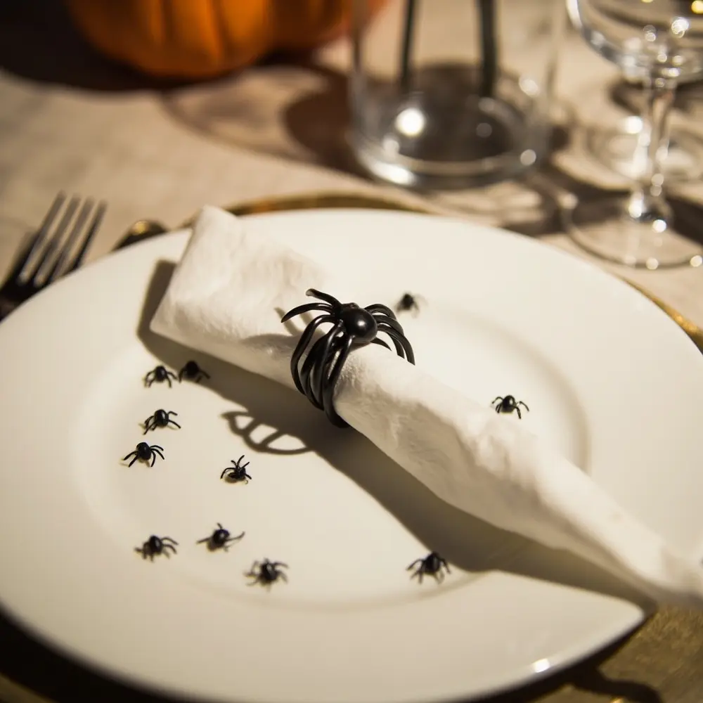 15 Spooktacular & Budget-Friendly Halloween Birthday Decorations (Thrifty Hacks for a Frightfully Fun Party!) 14 14 napkin spider h2 holders ring