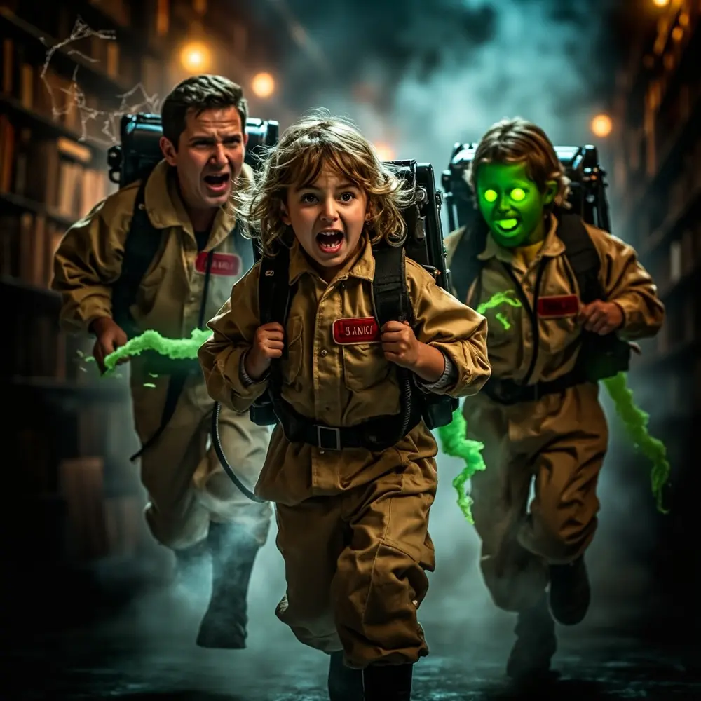 20 Unforgettable Family Halloween Costume Ideas (For 3, 4, or 5!) 14 Instruction dressed parent member perhaps with 14 family a p or slimer one child as image placement ghostbusters