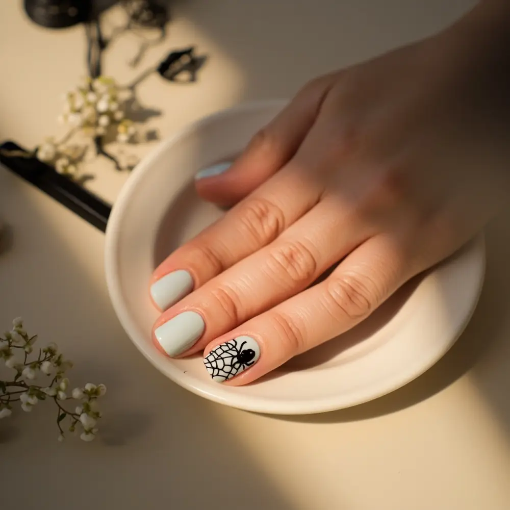 19 Insanely Cute Halloween Nail Designs Kids & Moms Will Adore (Kawaii, Pastel & Retro Fun!) 14 14 friendly web spider spooky h2 approachable 038