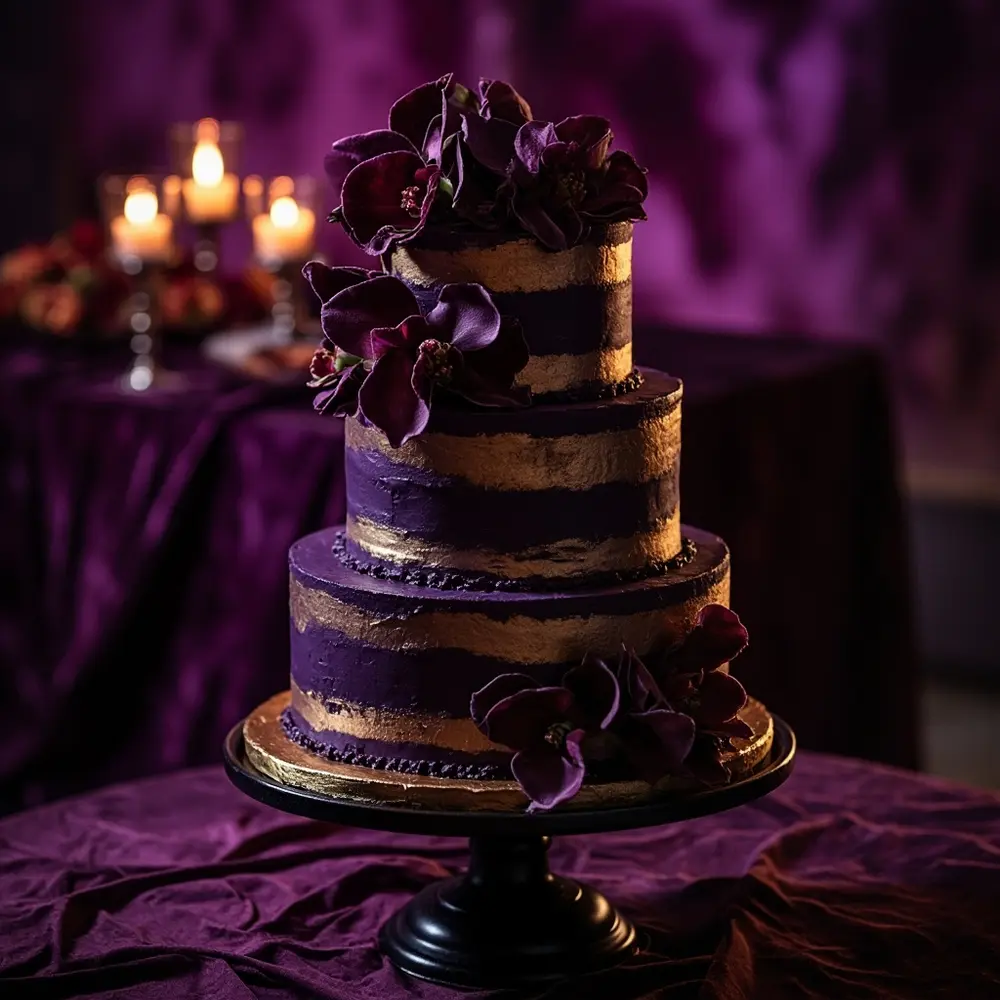 Gold 14 metallic h3 purple layered 038 wedding cake
