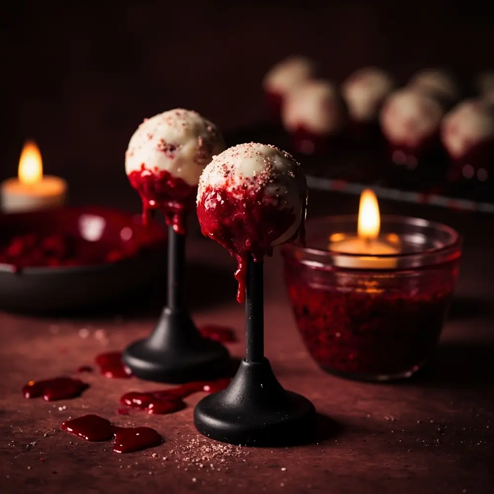 20 Spooky & Delicious Halloween Wedding Menu Ideas for Your Reception 14 Velvet 14 white blood 8221 a and 8220 coating drizzle p pops red with image cake