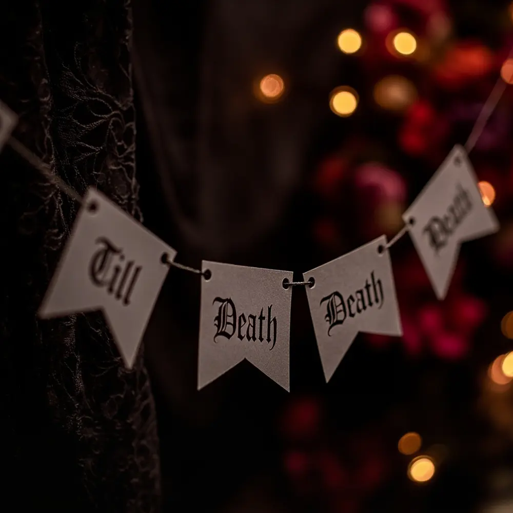 How to DIY Your Halloween Wedding Decor: 5 Easy Projects to Start Now 15 Assembled death 8220 do fully 8221 against part 15 backdrop a us p banner or the hung wall image till