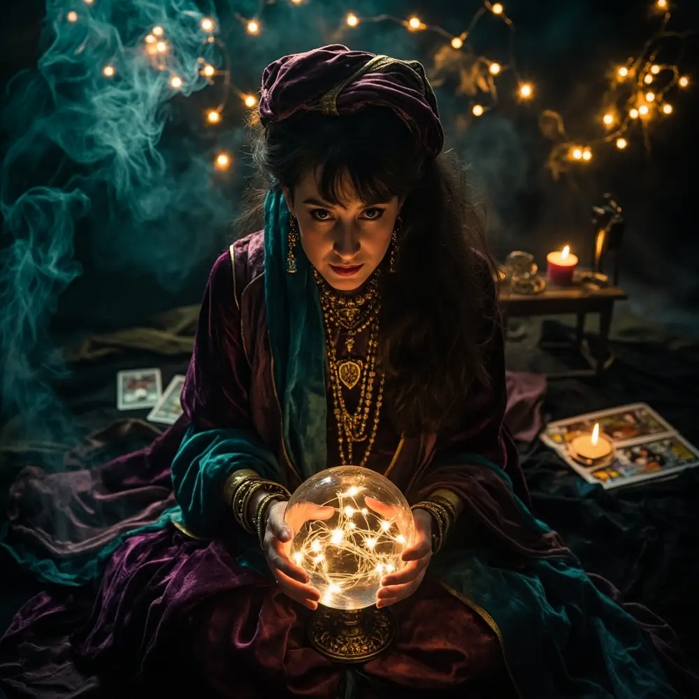 15 Clever & Quick Last-Minute Halloween Birthday Costumes for Party Guests 15 Instruction scarves dressed fortune perhaps 15 a jewelry p small draped and in person as teller image placement prop holding