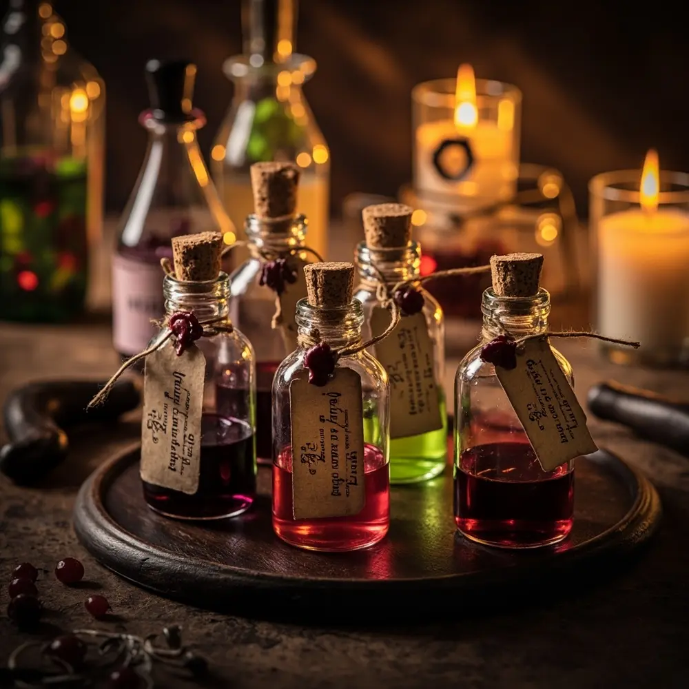 15 Elegant Spooky Dessert Bar Ideas for a Frightfully Sweet Wedding 15 15 non shots o elegant alcoholic h2 potion 038 jell bottle