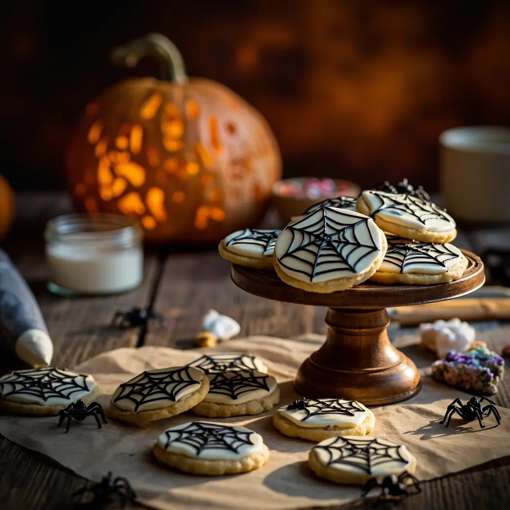 15 Spooktacular Budget-Friendly Halloween Treats That Won't Break the Bank 15 White black with designs 15 on a sugar p small and spider some spiderweb cookies image icing plastic top round
