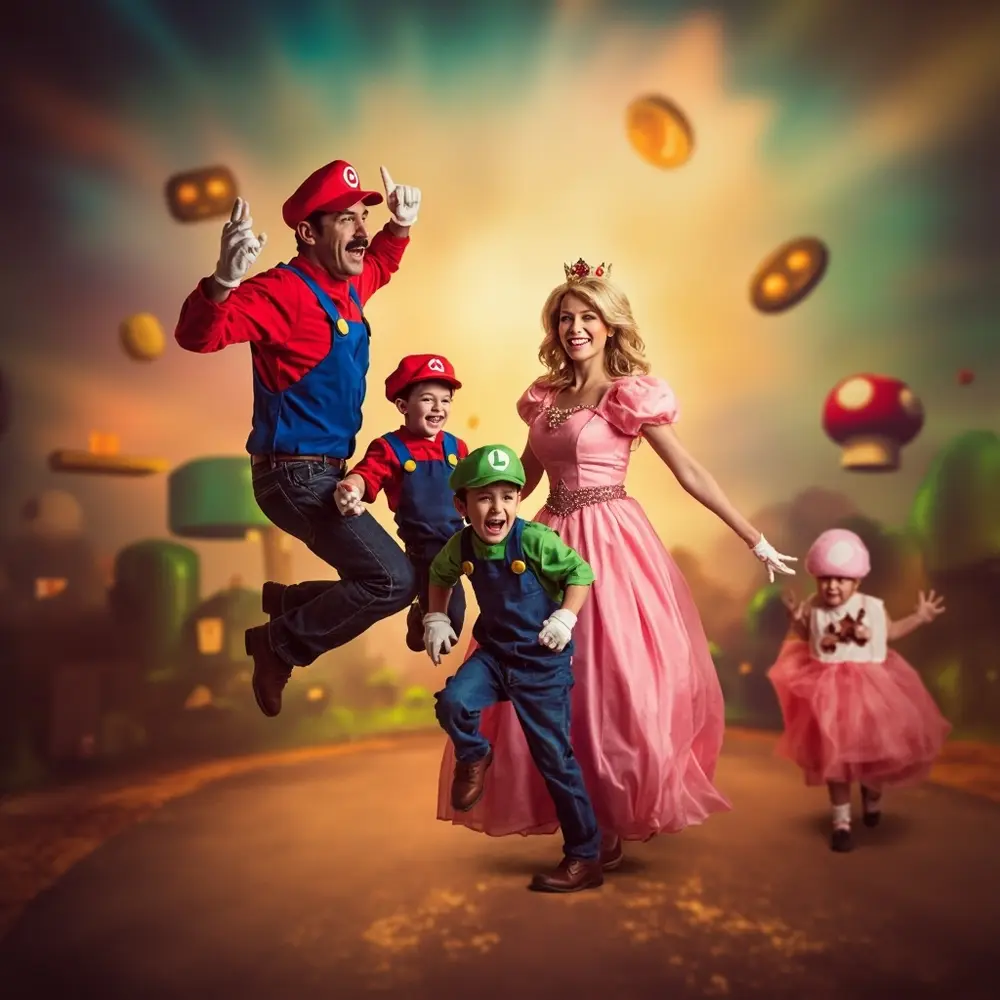 20 Unforgettable Family Halloween Costume Ideas (For 3, 4, or 5!) 16 16 family yoshi or placement a instruction mario princess dressed luigi toad as p peach image