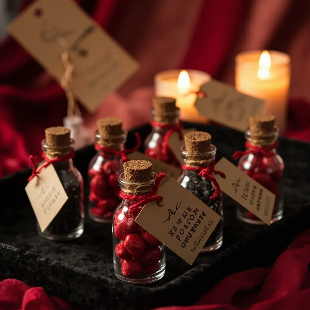 Instruction black with 16 on a antique each p small or tray custom style bottles glass arranged potion image filled velvet placement label treat colored red