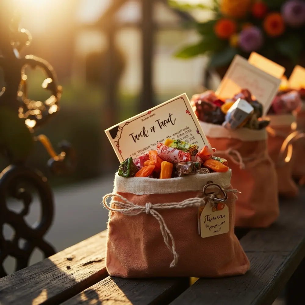 18 Cute Halloween Wedding Ideas (That Are 100% Not Scary for Kids!) 16 16 8221 8220 bags cute treat items h2 trick or with welcome