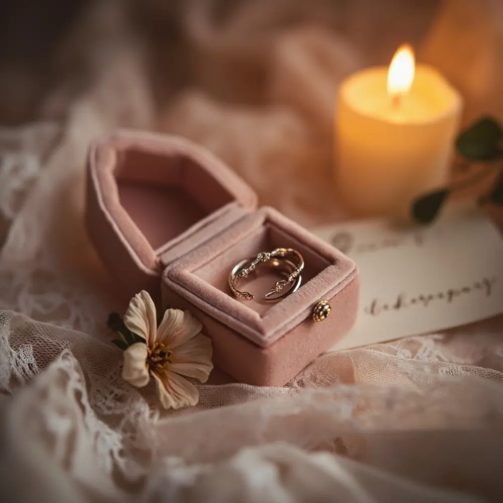 21 Cute Spooky Wedding Ideas That Are More Sweet Than Scary 17 17 velvet lined box coffin h2 shaped ring