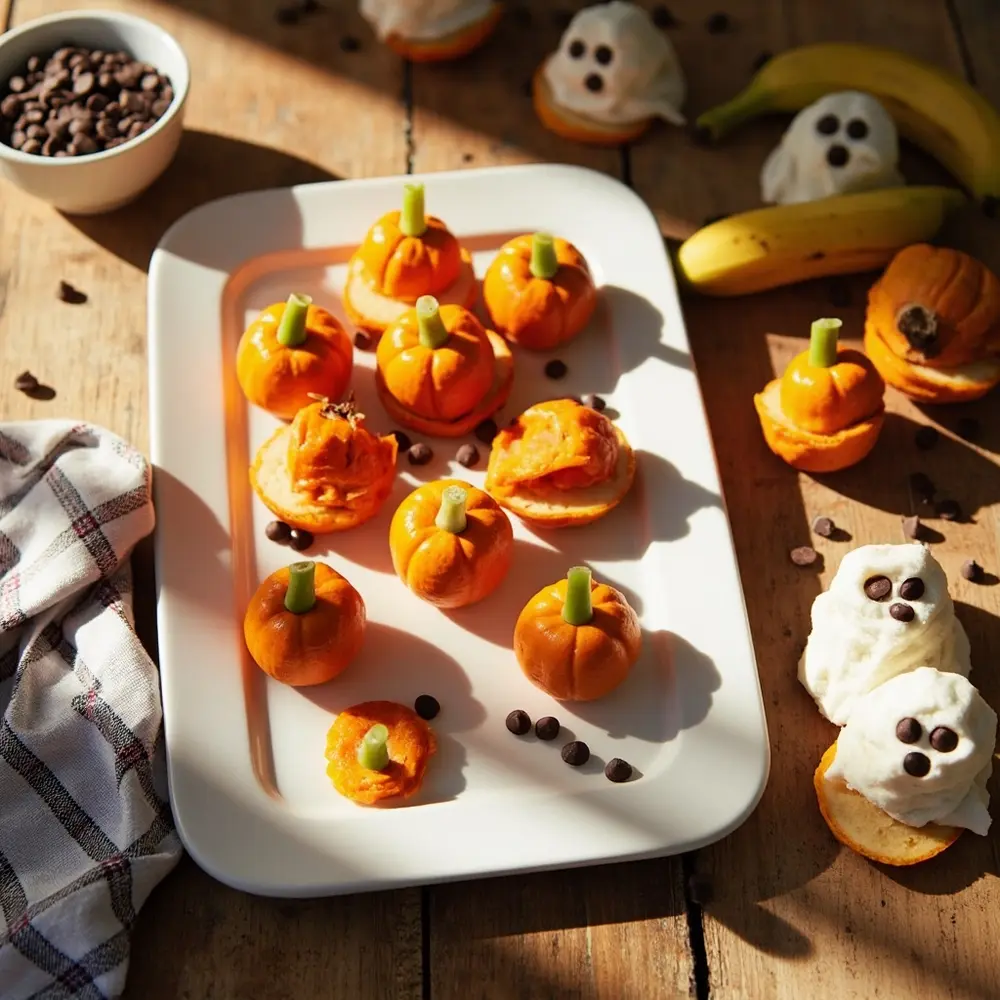 20 Delightfully Non-Scary Halloween Birthday Ideas for Kids 17 17 pumpkins h2 ghosts 038 clementine banana
