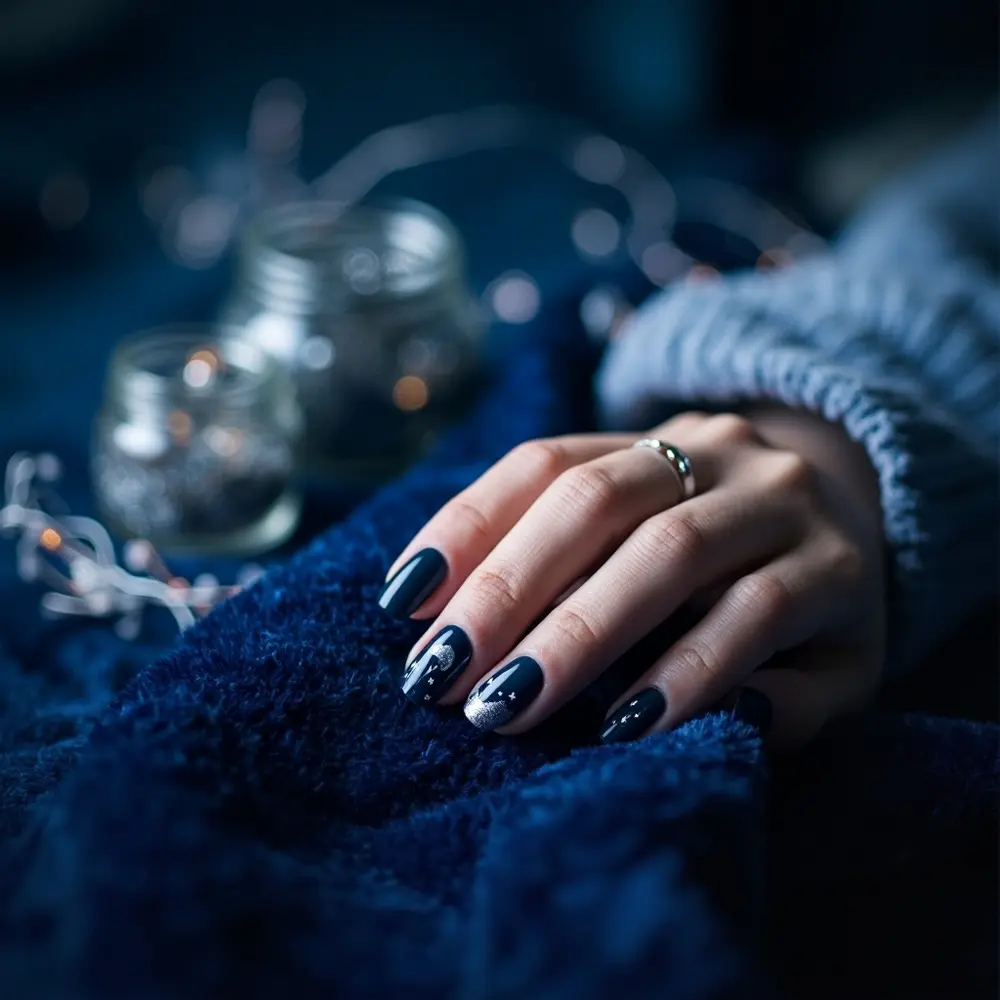 19 Minimalist Halloween Nails for a Modern & Chic Look 17 Star hand instruction base dark with designs 17 on a p featuring and one nail image placement moon tiny