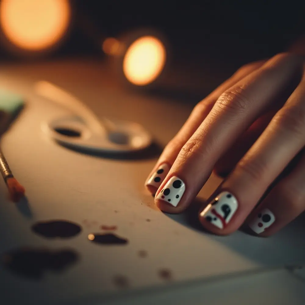 19 Minimalist Halloween Nails for a Modern & Chic Look 18 Abstract splatter 18 h2 controlled
