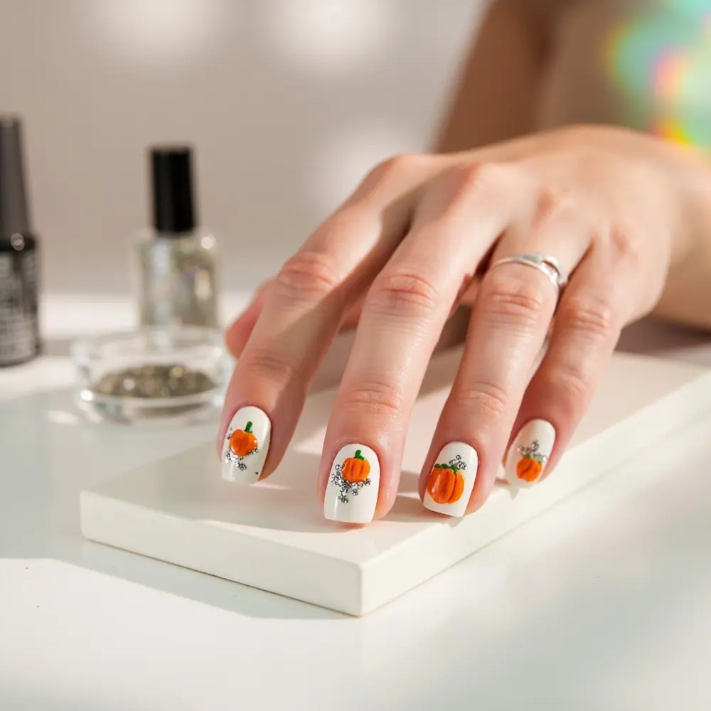 19 Insanely Cute Halloween Nail Designs Kids & Moms Will Adore (Kawaii, Pastel & Retro Fun!) 18 For future pumpkin cute 18 h2 proof 2025 patch nails