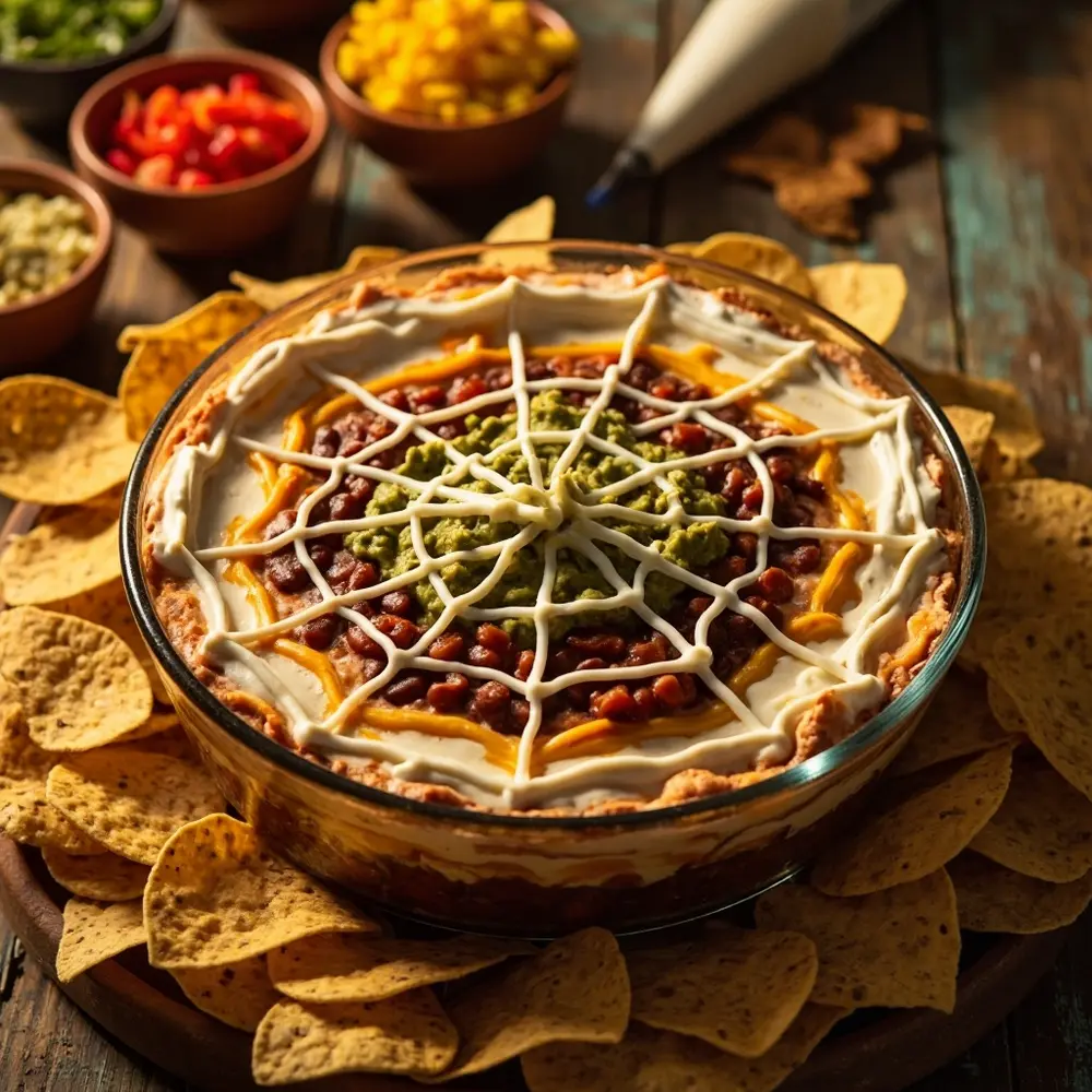 25 Spooktacular Halloween Treats: Easy, Healthy & Allergy-Friendly Fun for Everyone 19 Customizable 19 h2 layer seven 038 spiderweb savory dip