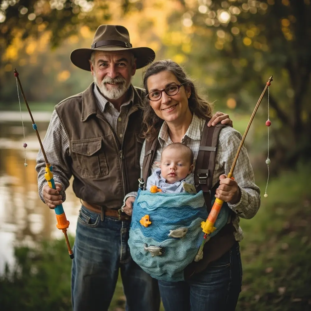 20 Unforgettable Family Halloween Costume Ideas (For 3, 4, or 5!) 19 Body instruction dressed water with baby a of 19 p small or the fish in as boat parents image carrier toy placement fishermen designed
