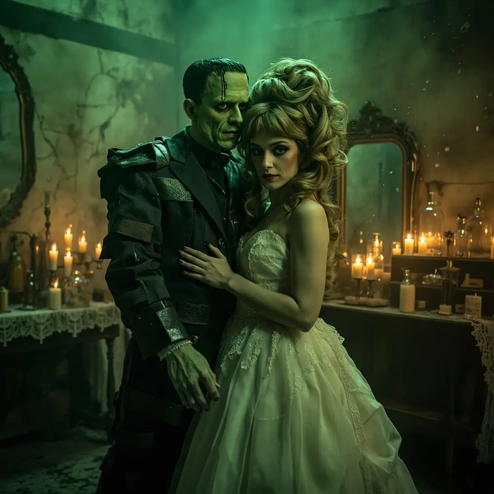 15 Enchanting Halloween Wedding Costume Ideas for Spooky Couples 2 Bride story love frankenstein monster 8217 h2 2 s 038 unconventional the