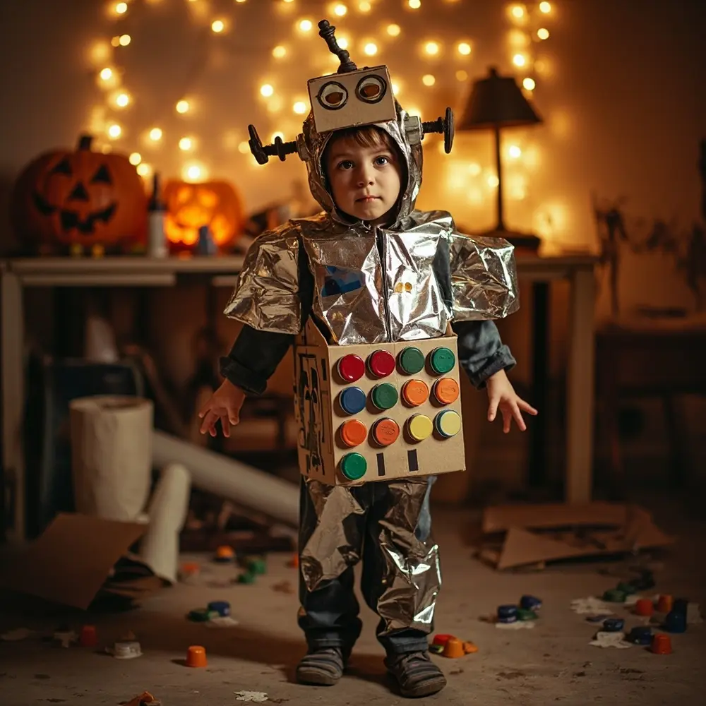 12 Genius No-Sew DIY Costumes for Toddlers & Kids (No Sewing Machine Needed!) 2 Instruction foil looking shiny made a p and cardboard costume child in image robot from placement playful 2