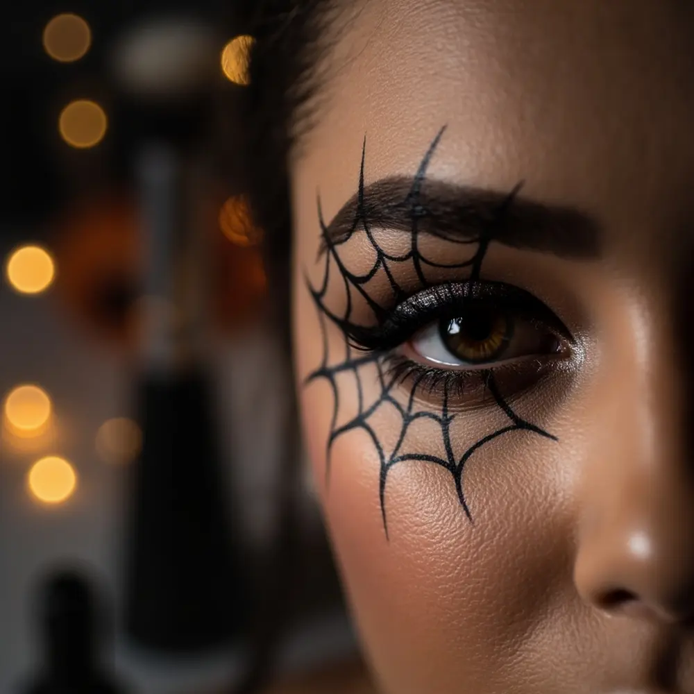 15 Easy & Last-Minute Halloween Makeup Ideas (From Your Own Makeup Bag!) 2 Drawn instruction corner delicate with a up of p the outer an close eyeliner spiderweb image eye from placement extending 2