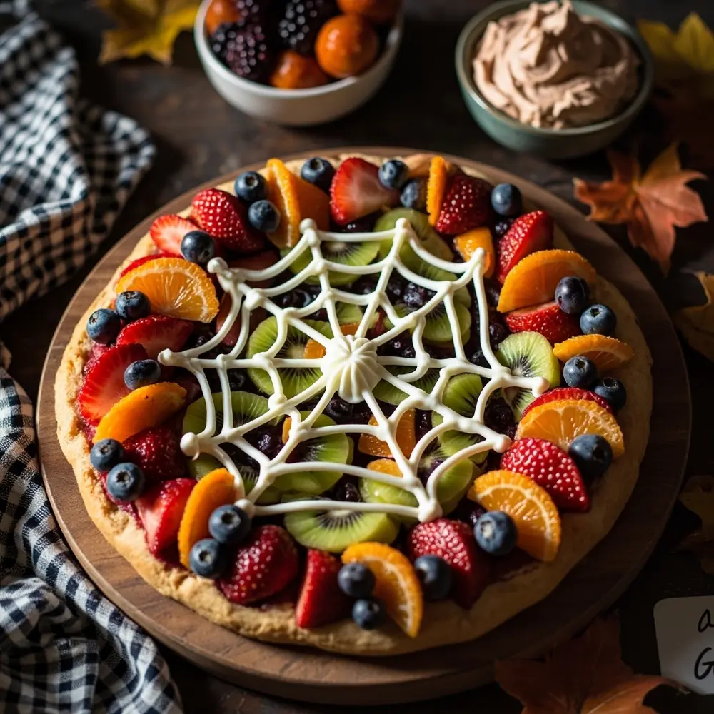 15 Safe Halloween Wedding Treats That Are Allergy-Friendly and Kid-Approved 2 Shot fruit web a up the close of design colorful 2 pizza p intricate spiderweb image showing
