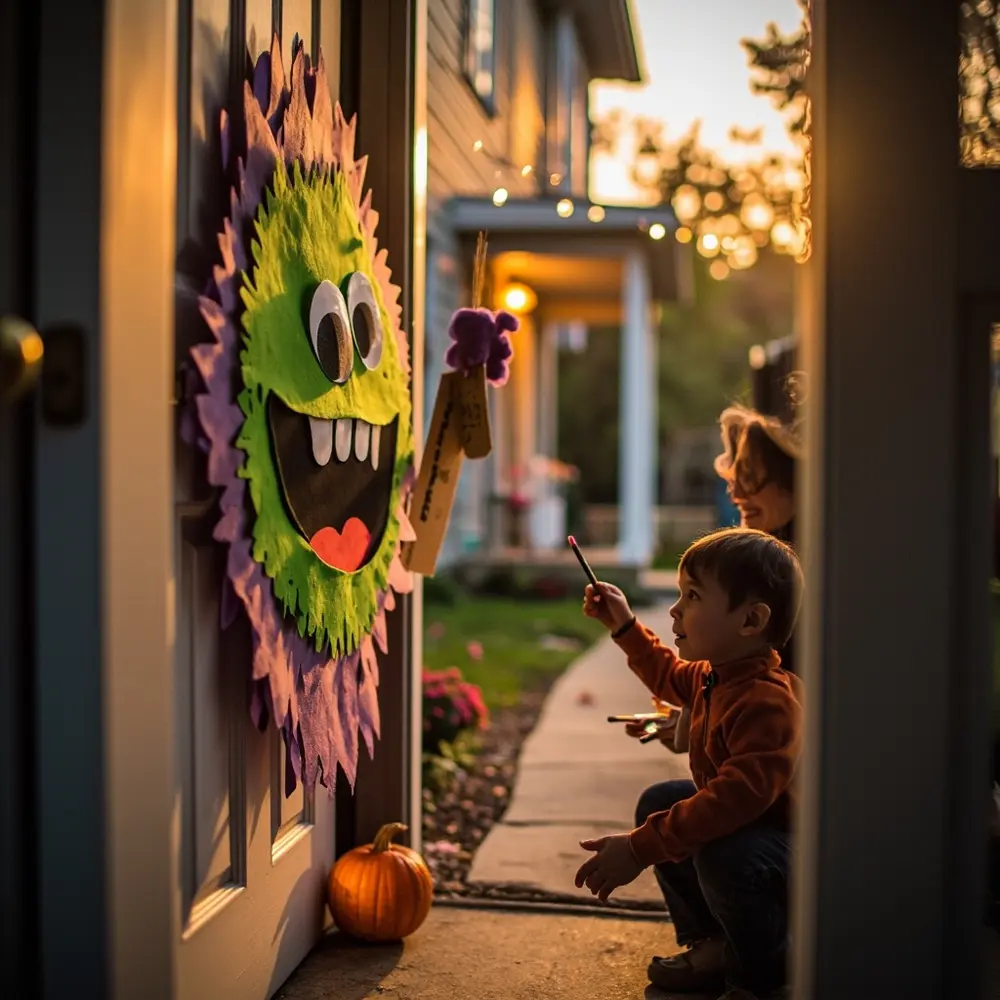 15 Fun & Spooky Halloween Birthday Party Ideas for Kids 2 Friendly door front eyes with look like a decorated p smile monster and image large 2 to welcoming