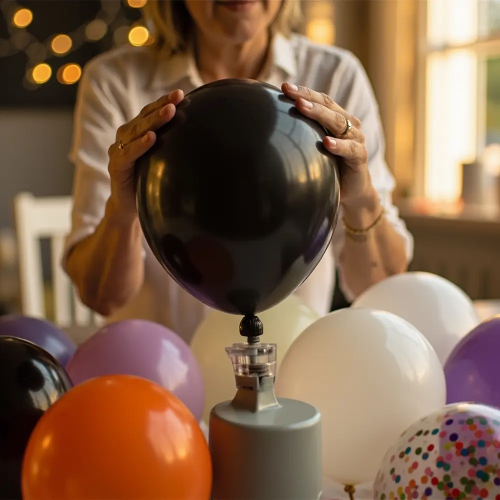DIY Spooky Halloween Balloon Arch Tutorial: A Ghoulishly Good Party Backdrop 2 Hands inflated inflate black with already a balloons of background p using the em in image balloon pile 2 pump to