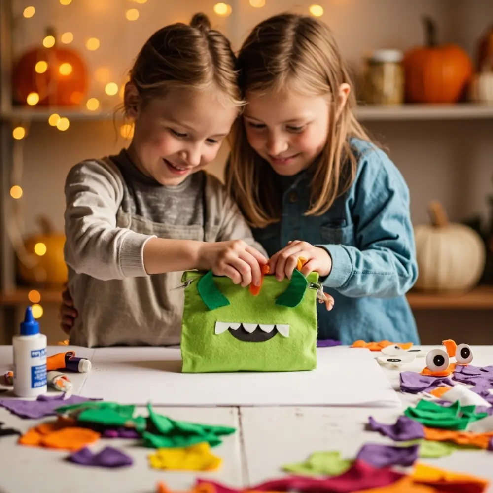 Creative & Budget-Friendly DIY Halloween Treat Bags for Parties 2 No monster sew mash idea up h3 fabric 2 pouches