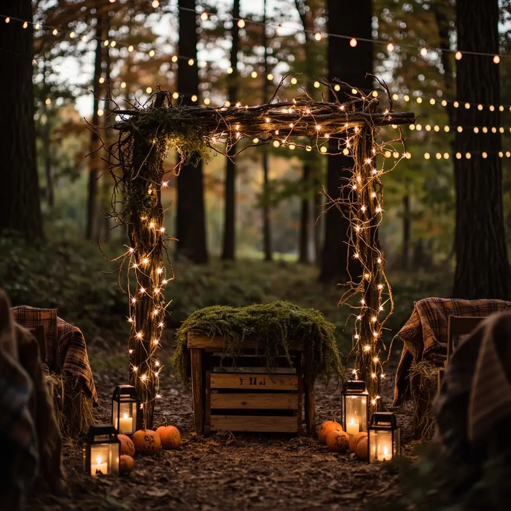 40+ Must-See Halloween Wedding Decorations Ideas for 2025 2 Strong do 8220 8221 fairy spot branches moss with lights a i altars ethereal and an lush twinkling adorn altar bare green for truly li covered