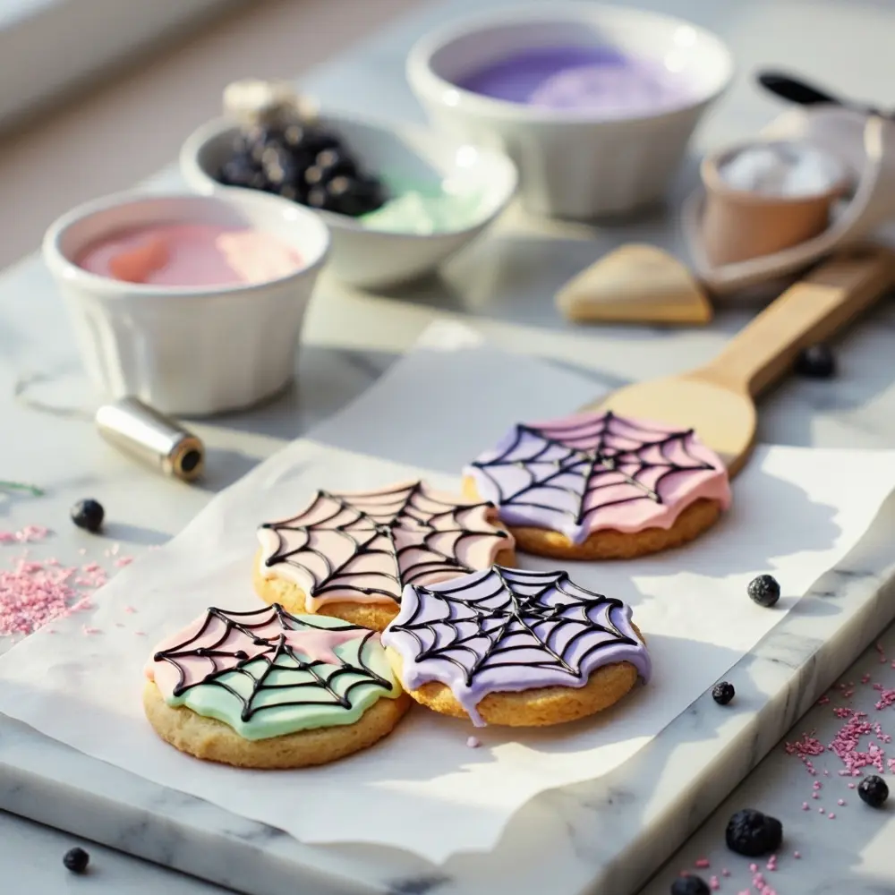 15 Enchanting Pinkoween Desserts for a Pastel Halloween Party 2 H2 pastel 2 spiderweb cookies