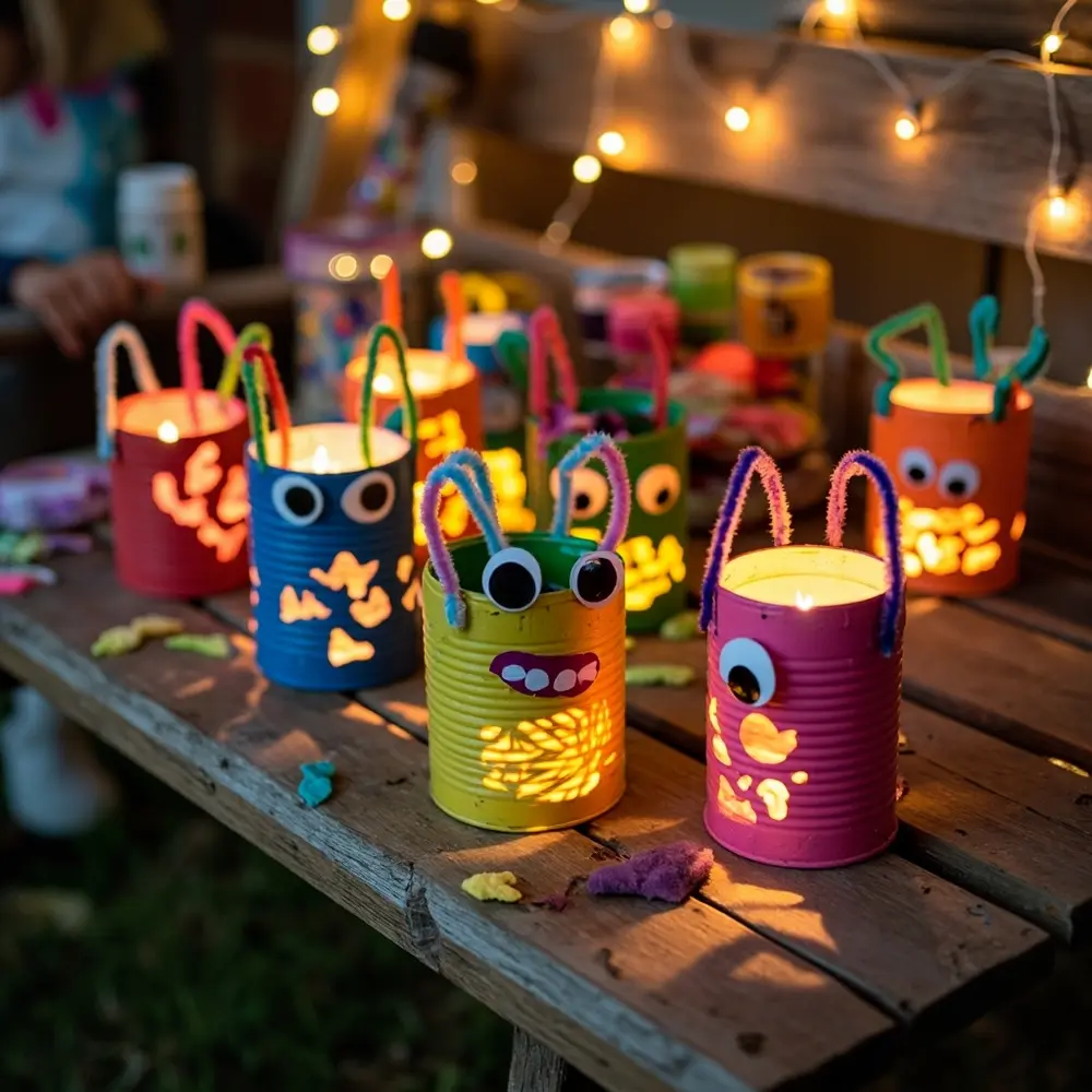 25+ Budget-Friendly Halloween Decor Ideas Your Family Will Love (Dollar Store & DIY!) 2 Monster lanterns upcycled h2 can 2 tin