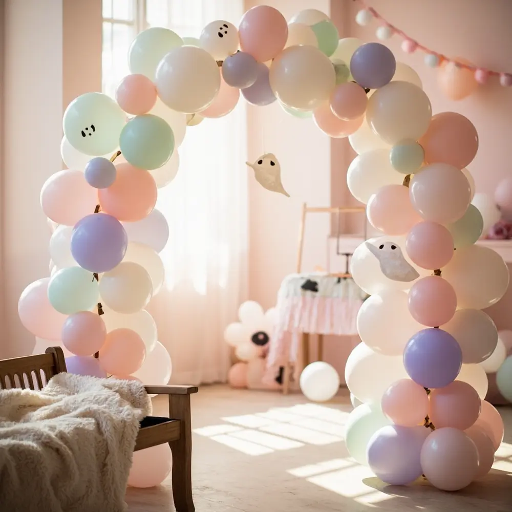 10 Sweet “A Little Boo” Birthday & Baby Shower Ideas 2 Ghost h2 pastel balloon 2 038 garland arch