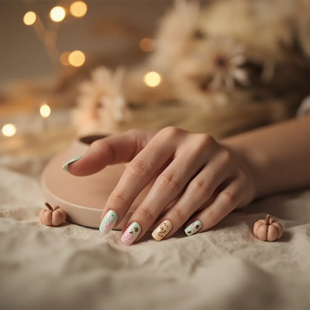 15 Adorable Pumpkin Nail Designs for Your Perfect Fall & Halloween Manicure 2 Pumpkins h2 pastel 2 subtle