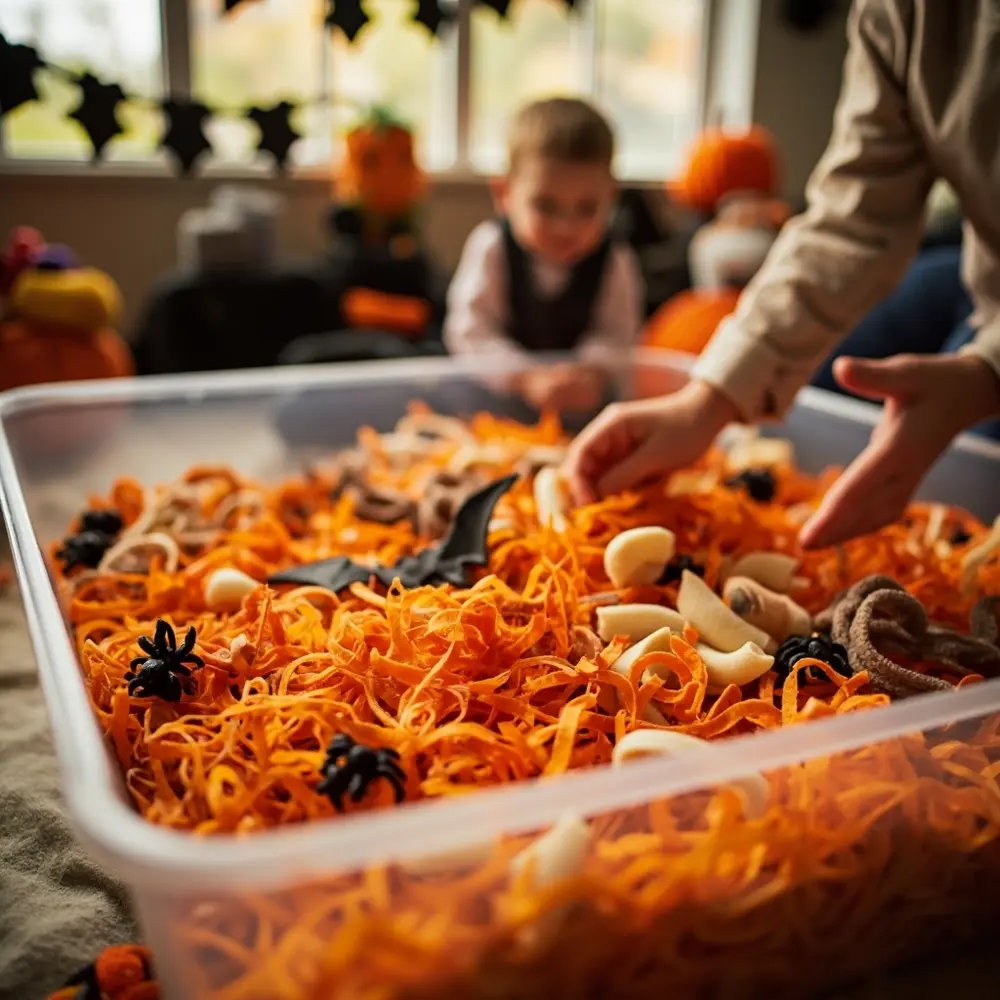 12 Adorable Toddler Halloween Birthday Party Ideas Moms Will Love 2 Bin sensory spooky h2 2 038 soft