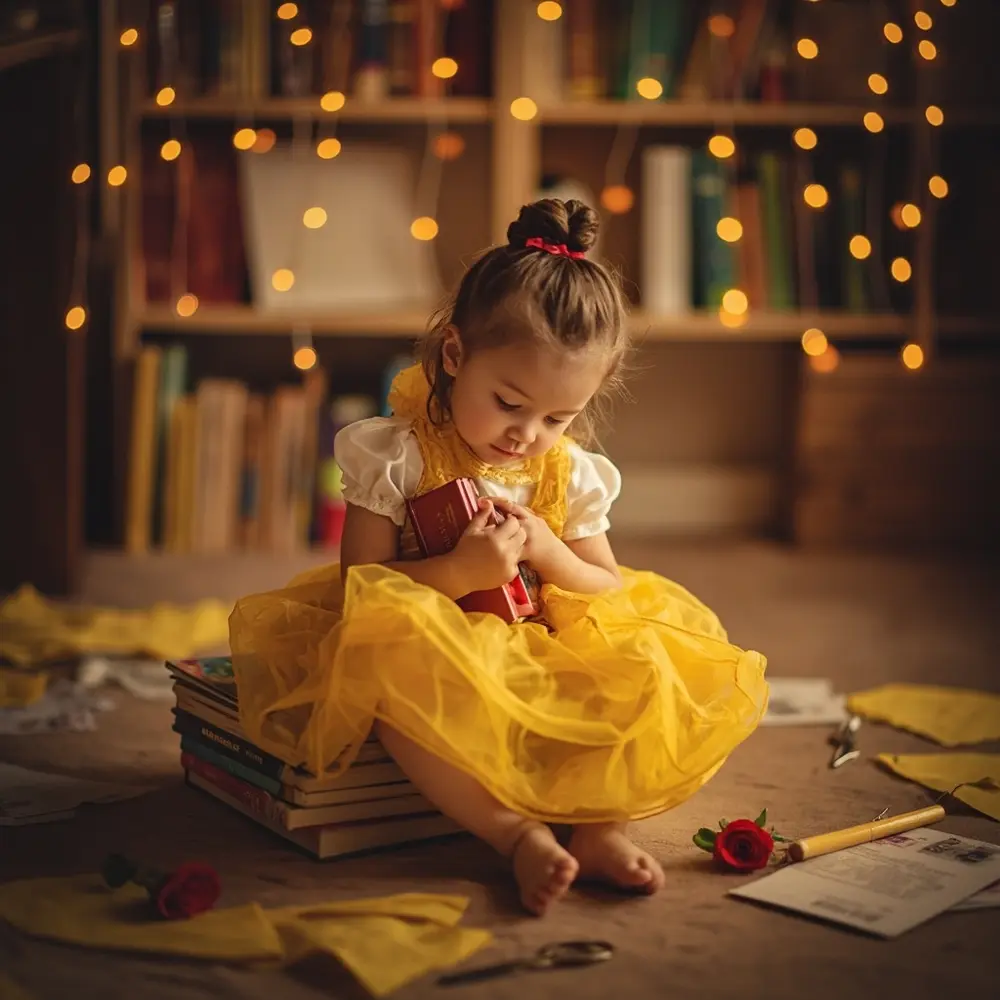 10 Magical Disney Princess Costumes for Toddlers (DIY & Budget-Friendly!) 2 Belle white instruction dressed with blouse dress a toddler p small simple underneath and as image placement holding 2 book yellow