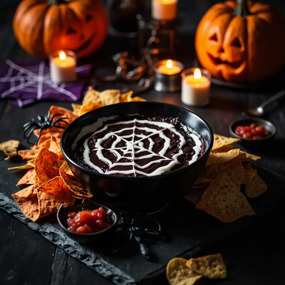 15 Adorably Spooky & Easy DIY Halloween Treats for Your Next Party 2 Spooky h2 2 spiderweb dip