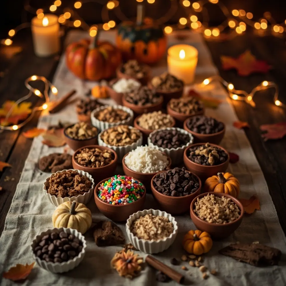 The Ultimate Guide to Setting Up a Personalized Caramel Apple Station 3 Arrangement pleasing toppings various em an dishes of in labeled 3 p aesthetically elegant image