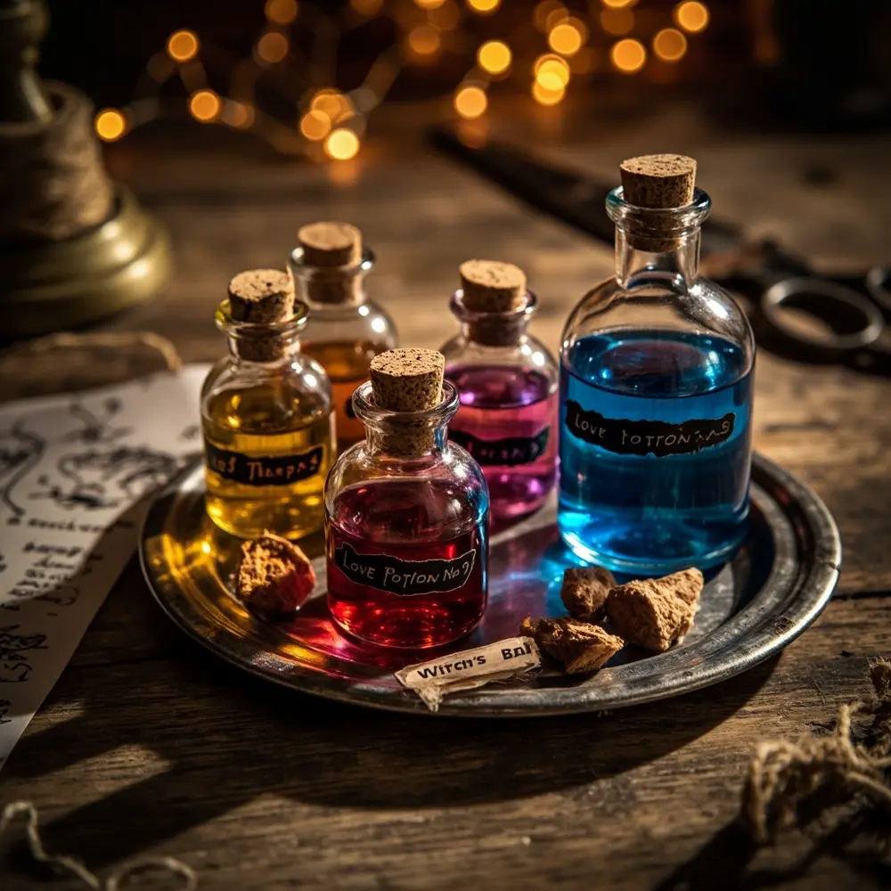 15 Jaw-Dropping DIY Halloween Wedding Ideas That Won't Break the Bank 3 H2 potion favors 3 bottle
