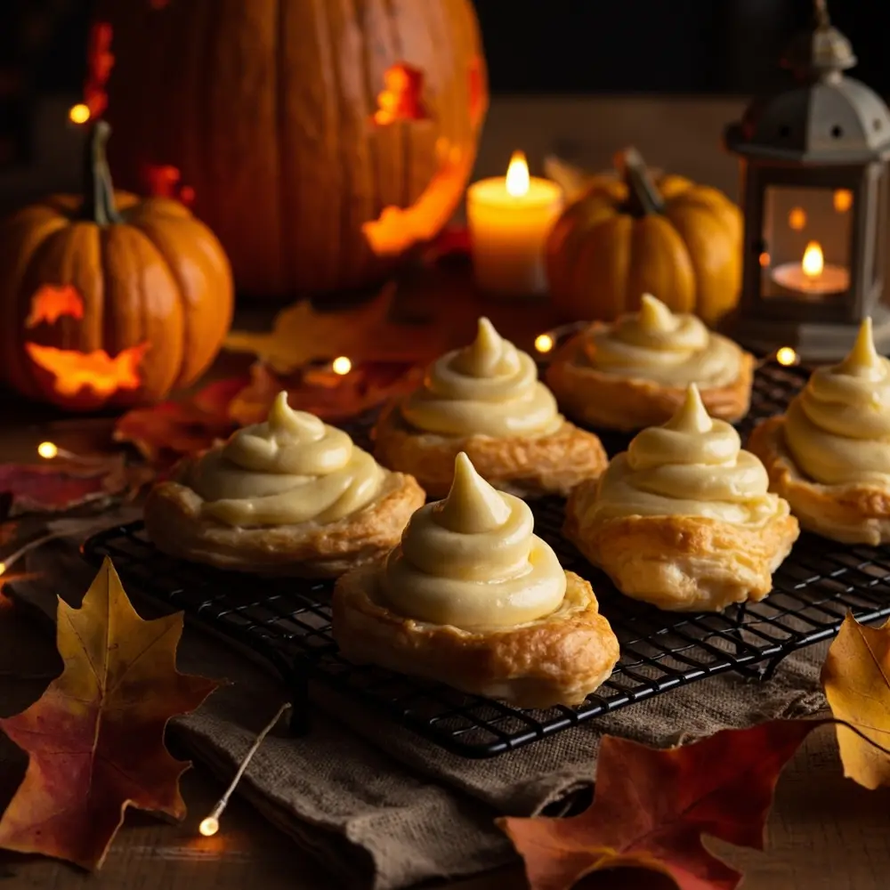 Wickedly Delicious: Easy Halloween Baking Ideas for Spooky & Sweet Treats 3 Baked wire on em a brown cooling ghosts 3 p pastry rack image puff golden